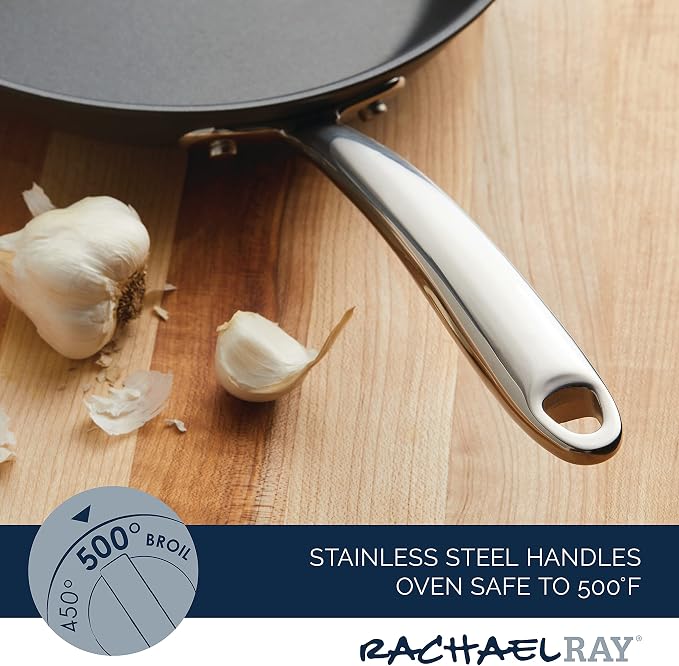 Rachael Ray 70033 Professional Stainless Steel/Hard Anodized Nonstick Cookware Pots and Pans Set, 11 Piece - Gray and Silver - Image 6