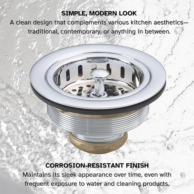 Westbrass R214-26 3-1/2-Inch Post Basket Strainer, Polished Chrome - Image 7
