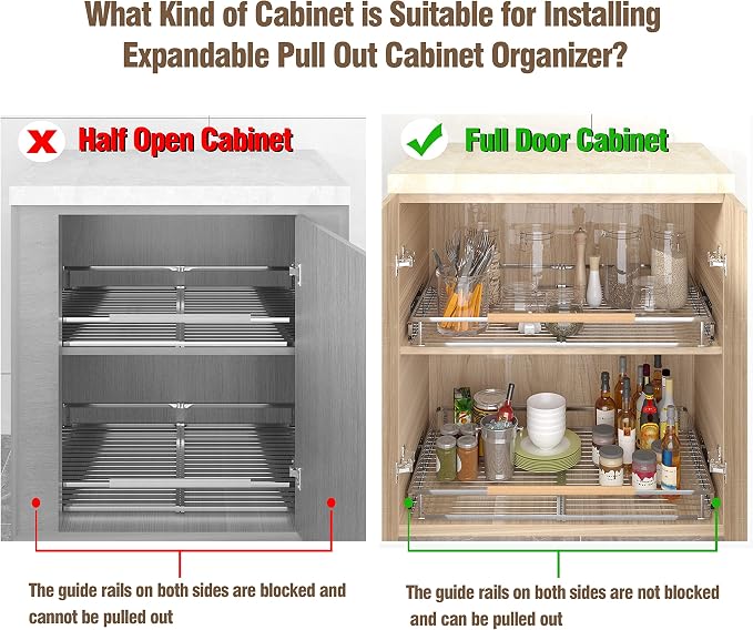 Pull Out Cabinet Organizer, 23~39.8" W x 22.5" D, 2 Pack - Image 3
