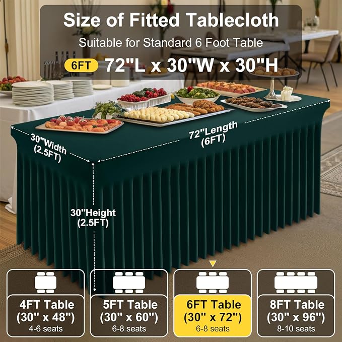 Smiry Spandex Elastic Fitted Table Cloth Skirt for 6FT Rectangle Table - Image 4