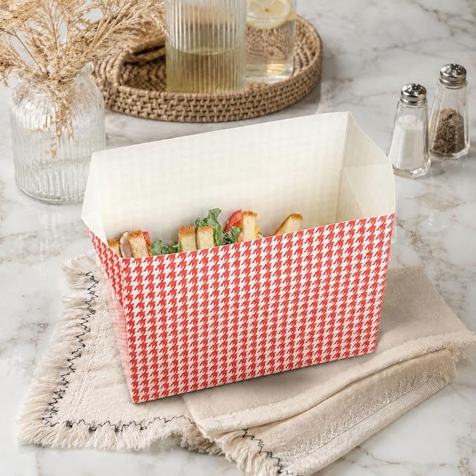 Restaurantware Takeout Lunch Box 400 Count 80 Ounces Spill-Resistant Chicken Box Freezer-Safe Greaseproof Paper Red - Image 3