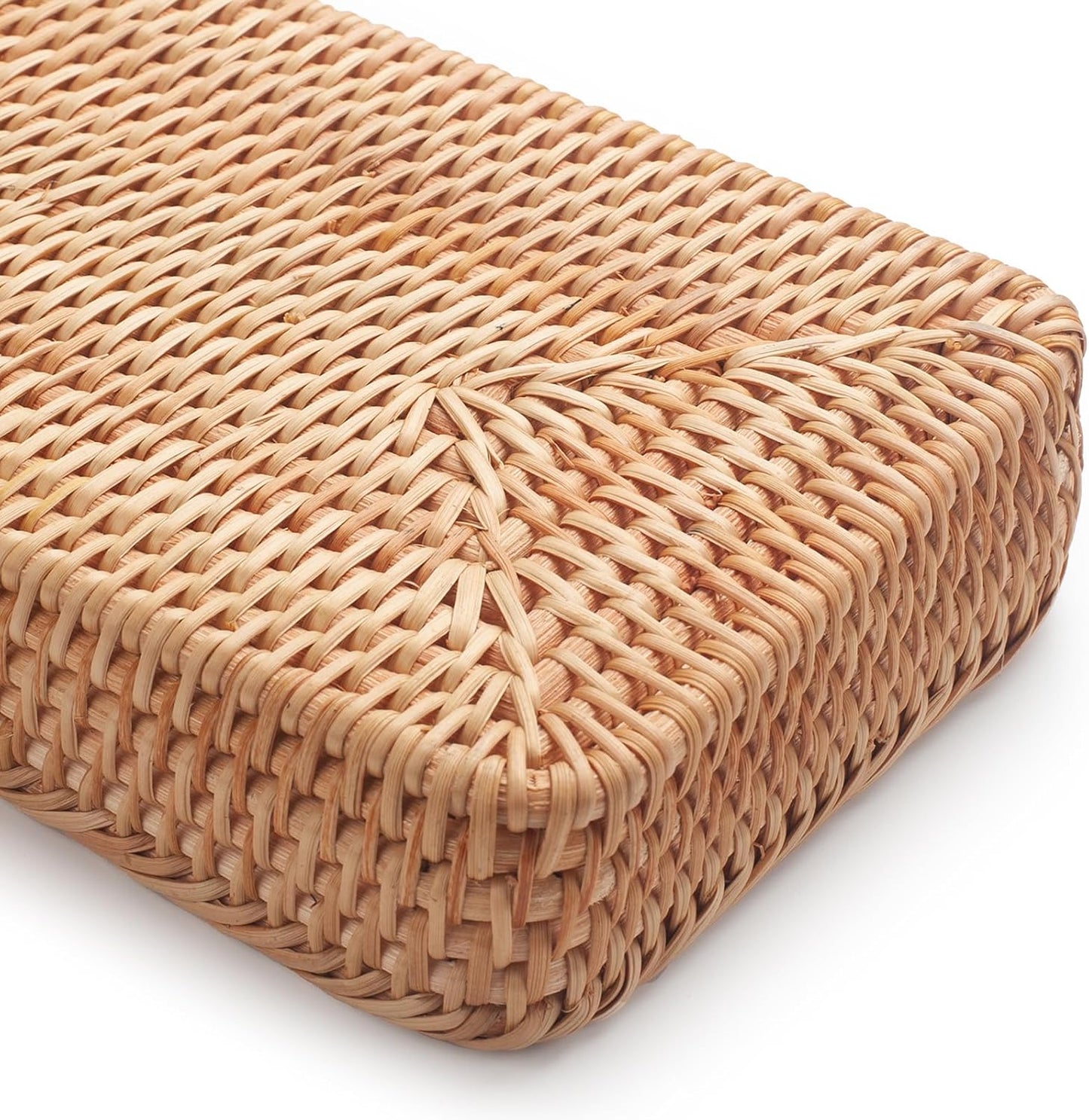Rattan Bathroom Vanity Tray, Toilet Tank Basket Tray for Paper Hand Towel, Bathroom Counter Tray for Organizing and Decor (Natural, 16.3" x 6.1" x 2")