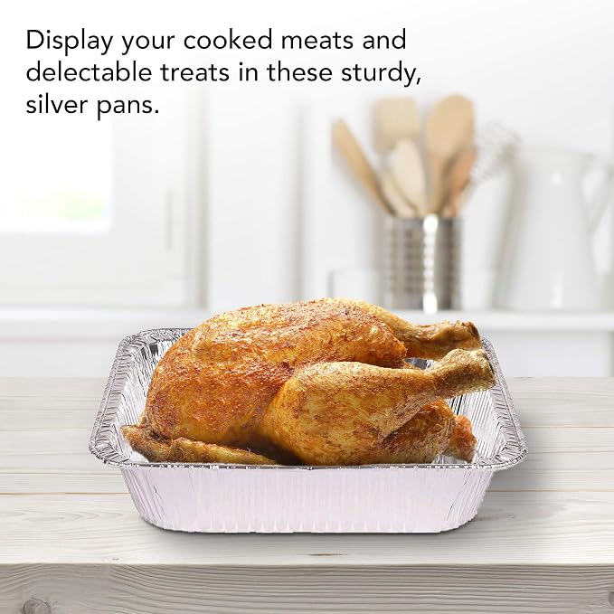 Stock Your Home 9x13 Aluminum Pans (40 Pack) - Disposable and Recyclable Foil Trays - Half Size Steam Table Deep Pans - Tin Foils for Cooking, Heating, Storing, Prepping Food - Image 5