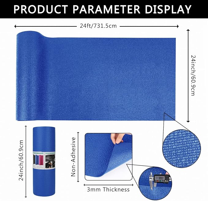 Foam Toolbox Liner Drawer Liner, Non-Slip Shelf Liners 24" W x 288" L Blue - Image 2