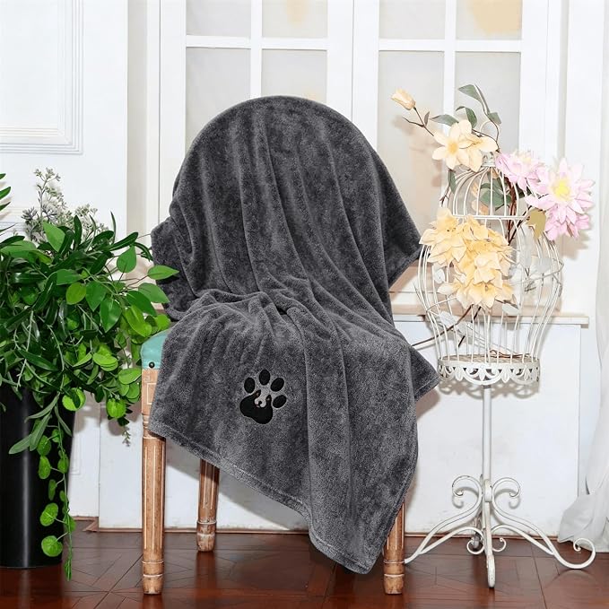 Dogvingpk Extra Large Dog Towels for Drying Dogs 2 Pack - Super Absorbent Soft Quick Dry Microfiber Pet Bath Towel for Large & Medium Dogs, 55 * 36 Inch Grey and Black - Image 4