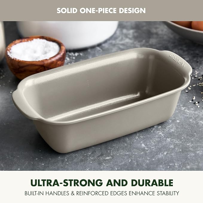 GreenPan Premiere Ovenware Healthy Ceramic Nonstick 1 lb. Loaf Baking Pan, PFAS-Free, Warp-Free Bakeware, Durable Quick Heating, Oven & Broiler Safe to 600F, Dishwasher Safe, Taupe - Image 3