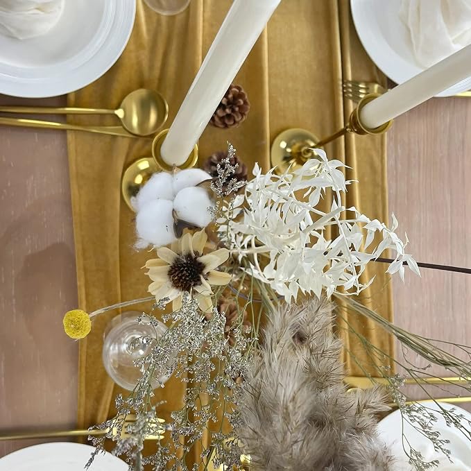 Velvet Table Runner, 5 Pack Luxurious Wedding Reception Decorations Soft Velvet Fabric Table Linen Overlay for Party (20 x 120 inch, Gold) - Image 6