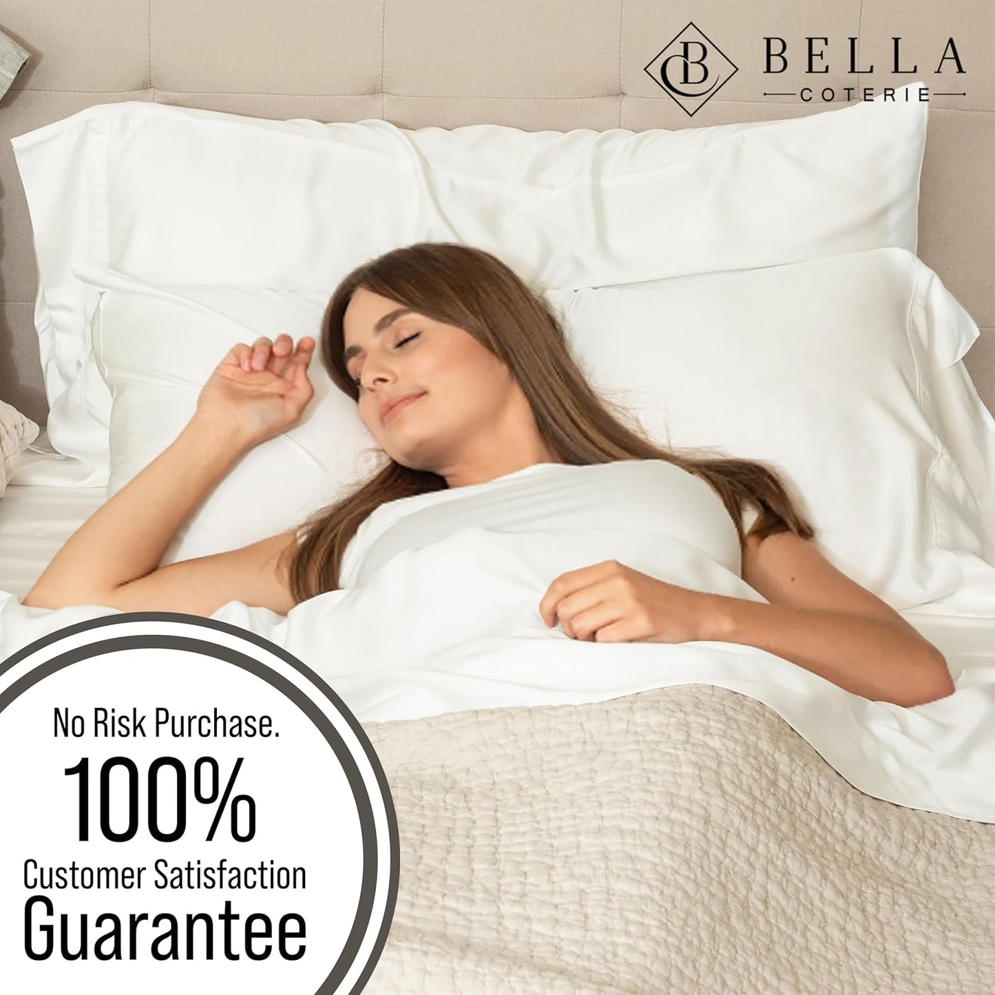 Bella Coterie Luxury Bamboo Viscose Split Top King Size Sheet Set | 100% Organically Grown | Ultra Soft | 34" Split | Cooling for Hot Sleepers | 18" Deep Pocket [Ivory]