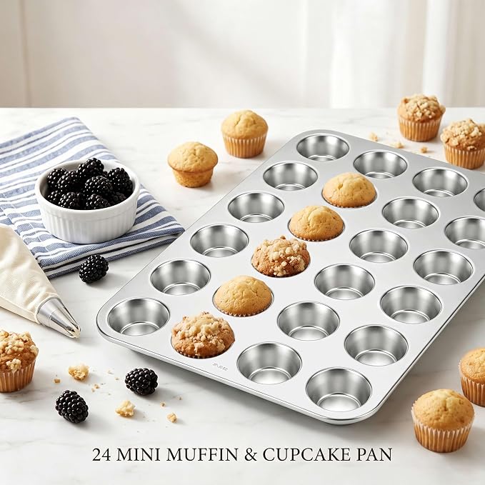 Homikit 18/10 Stainless Steel Mini Muffin Cupcake Pan 24 Cups, Non Toxic | 2PCS Premium Cupcake Tray for Oven, Metal Muffin Baking Tins for Egg Bites, Rust Free, Dishwasher Safe, Heavy Duty - Image 7