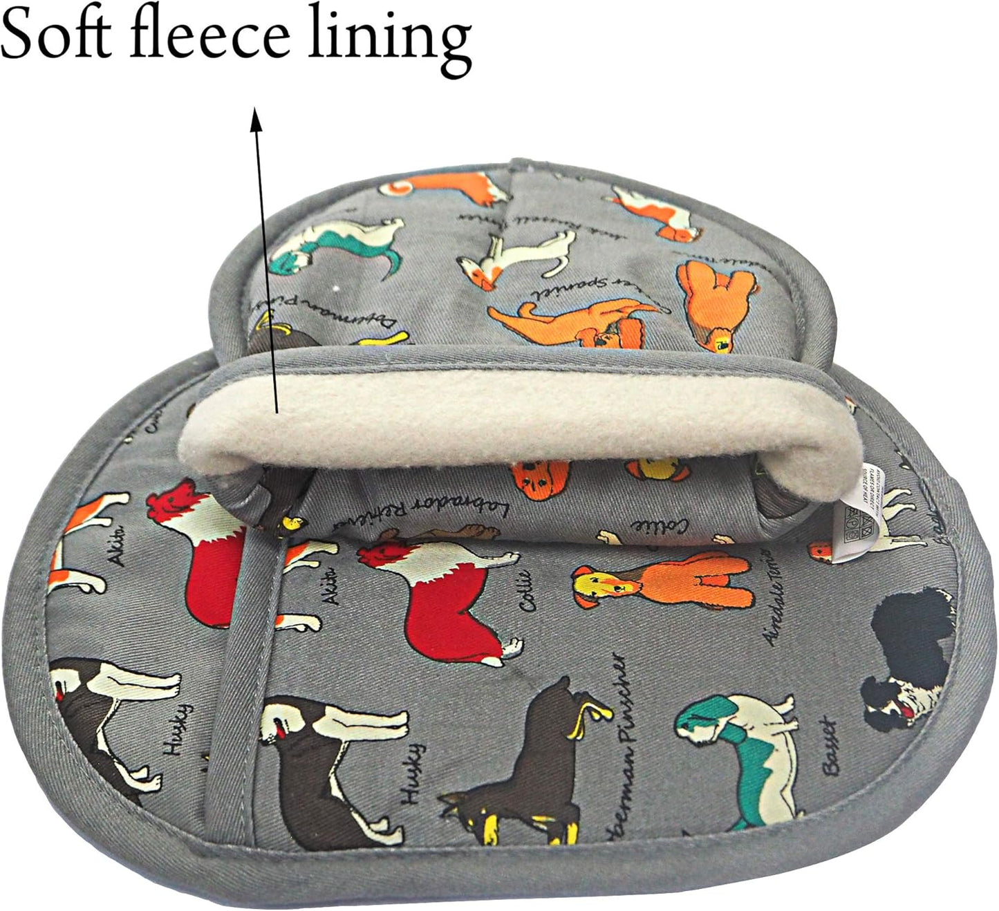 Pot Holders Set of 2 with Transparent Clear Silicone Shell and Nice Dog Printing Cotton Lining, Heat Resistant to 500 F Kitchen Oven Gloves Pot Holder for Cooking (Dog Flower, Potholders)