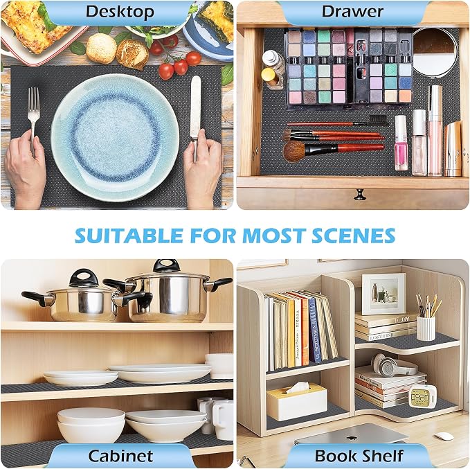 Drawer Liners, Waterproof Shelf Liner, Anti-Slip Non-Adhesive BPA Free Kitchen Cupboard Cabinet Liner Refridge Fridge Mats Sink Protector Strong Durable for Home (Grey/11.8in x 20Ft) - Image 5