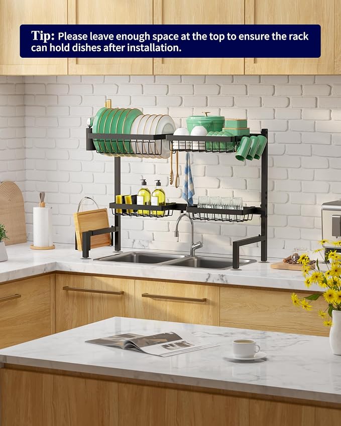 Kitsure Adjustable Over The Sink Dish Drying Rack, 26.8" -33.9"x21.5" - Image 9