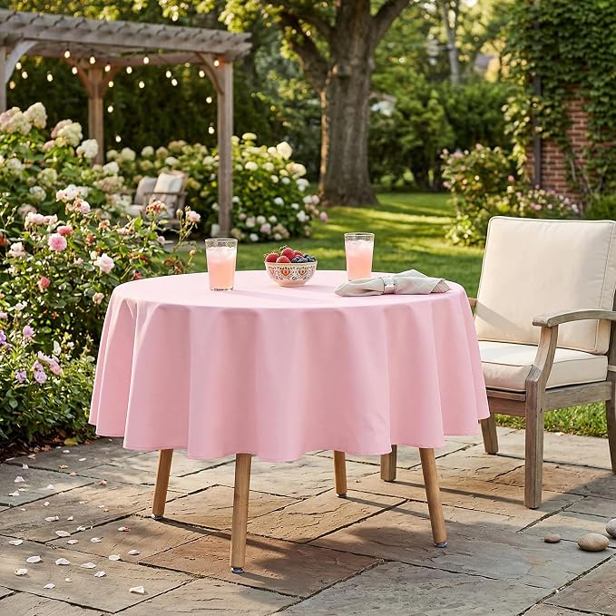 sancua Pink Round Tablecloth 60 Inch Diameter for 20-48 Inch Tables - Image 4