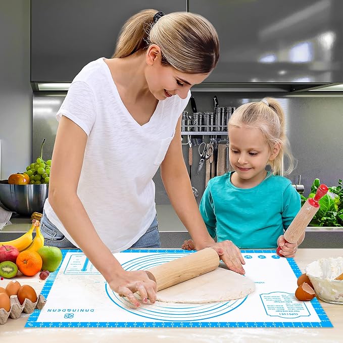 DANIA & DEAN 28"x20" Large Durable Silicone Baking Mat for Pastry and Bread | Non-Slip & Non-Stick Mat with Measurements, for Pizza, Pie Crust, Dough Rolling, Pasta & Sourdough, Reusable Counter Sheet - Image 7