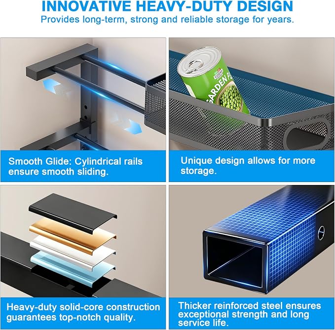 Thickened Meta 3-Tier Pull Out Under Sink Organizer 2 Pack - Image 4