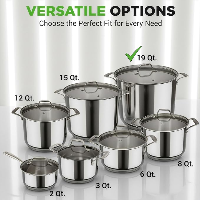 NutriChef 19-Quart Stainless Steel Stockpot – 18/8 Food Grade Heavy-Duty Induction-Compatible Pot with See-Through Lid, Ideal for Stews, Broths, Simmering & Soups, Dishwasher Safe – NCSP20 - Image 6