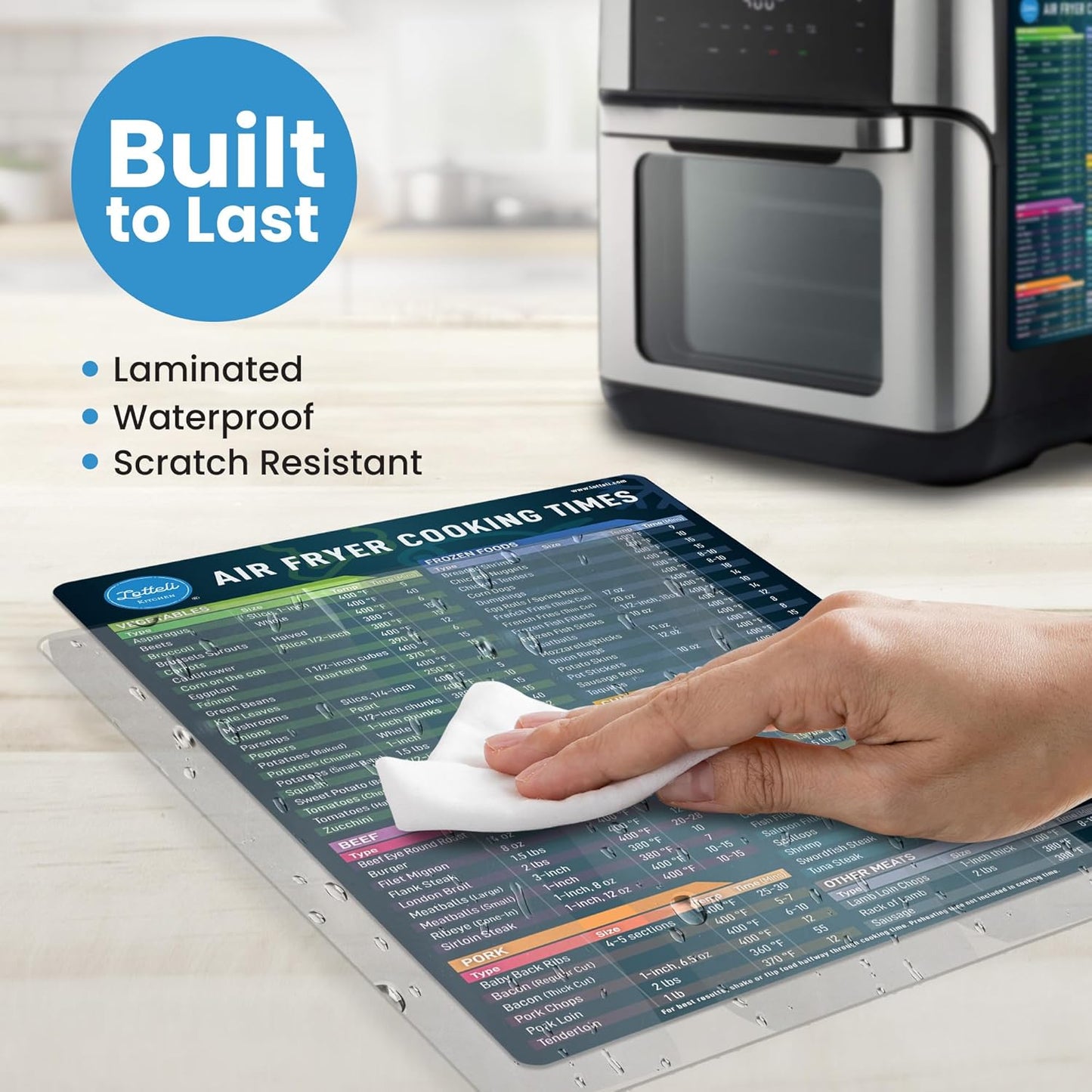 Air Fryer Magnetic Cheat Sheet Set - Air Fryer Accessories Cookbook - As Seen on the Today Show an Easy to Use AirFryer Time Chart Set - Strong Magnet Quick Reference Cooking Guide for Frying (Black)