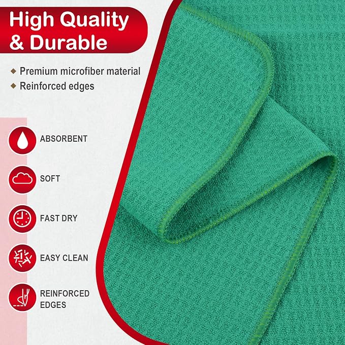 SINLAND Sublimation Blank Towels Waffle Kitchen Towel Green 16x24 10 Pack - Image 3