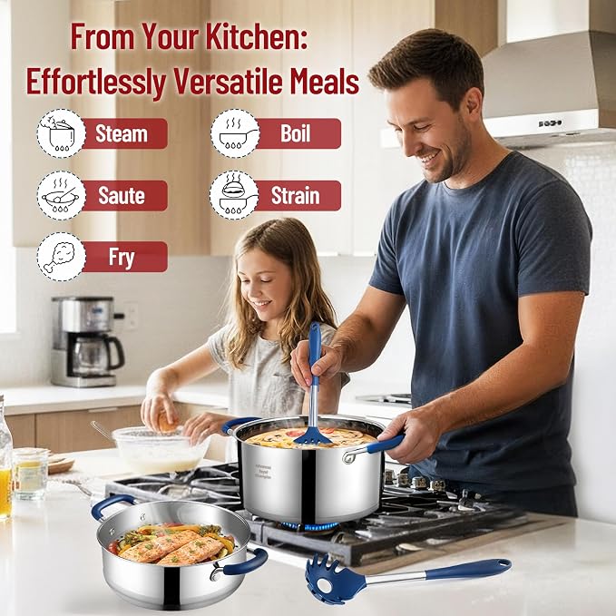 ARC 6QT Stainless Steel Stock Pot w/Steamer Basket, Induction-Ready - Image 6