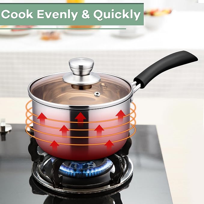 Herogo 3 Quart Saucepan, 18/10 Stainless Steel Sauce Pan Pot with Lid, 3Qt Saucepan for Gas Electric Stove Top Camping, Healthy & Rust Free - Image 4