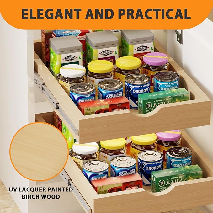 Pull Out Drawers for Cabinet Wood 21" W x 22" D Slide Out Organizer - Image 4