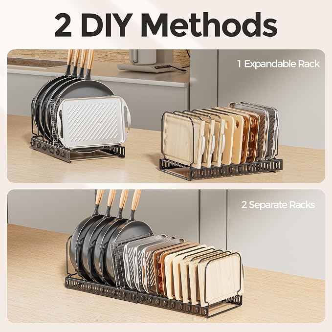 MUDEELA Expandable Cutting Board Organizer Pot Lids Rack 15 Dividers 1-Pack - Image 6
