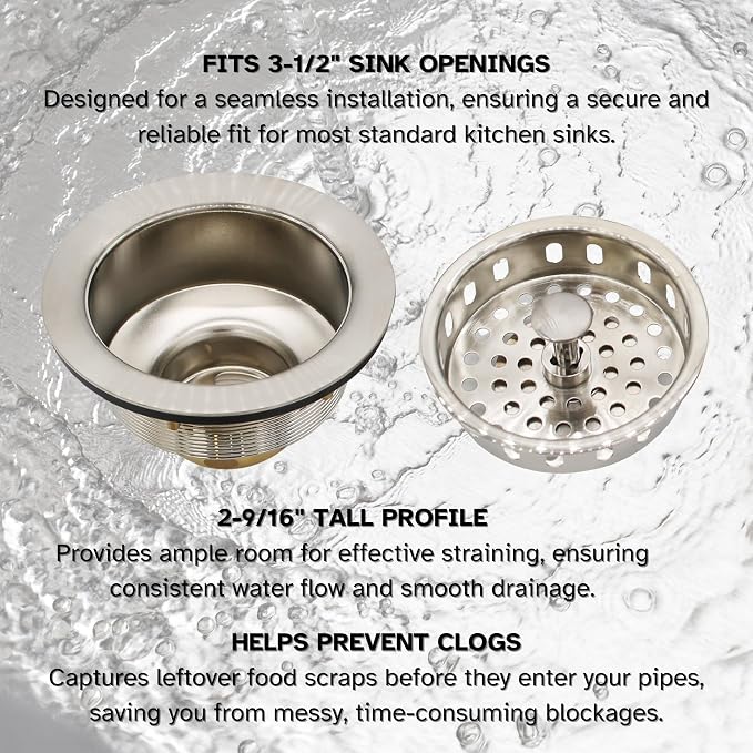 Westbrass D214-20 3-1/2" Post Style Large Kitchen Sink Basket Strainer, Stainless Steel - Image 7
