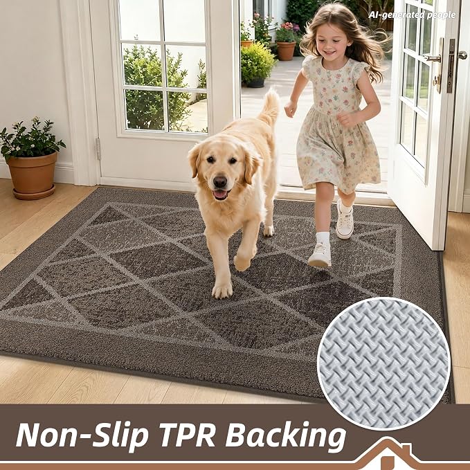 BEQHAUSE Dirt Trapper Door Mats 32" x 48", Non-Slip Washable, Brown - Image 4
