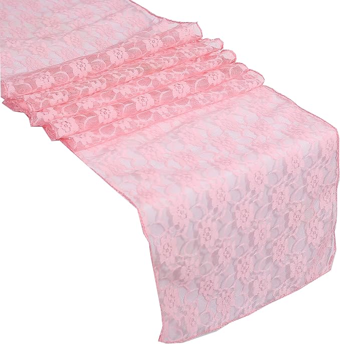 VDS Pack of 20 Floral Lace Table Runners Centerpiece Cloth Linen for Wedding Bithday Graduation Engagement Ceremony Events Party Banquets Table Decoration (12x108 inch) (Blush Pink) - Image 2