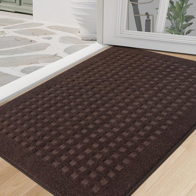 BEQHAUSE Dirt Trapper Door Mats 32"x48", Non Slip Washable, Dark Brown by BEQHAUSE