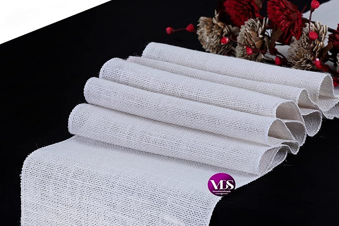 VDS Pack of 20, Burlap Table Runner 100% Natural Jute Rustic Hessian Table Cloth Centrepiece for Wedding Bridal Shower Birthday Event Party Banquet Table Decoration (Size 12X108 Inch)(White) - Image 3