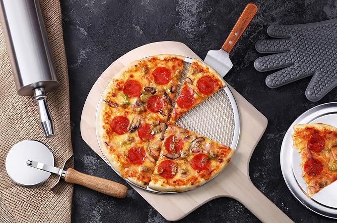 New Star Foodservice Restaurant-Grade Seamless Aluminum Pizza Baking Screen, 10 Inch, Pack of 6 - Image 7