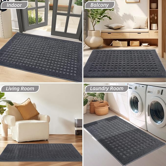 BEQHAUSE Dirt Trapper Door Mats 24"x36", Non Slip Washable, Dark Grey - Image 8