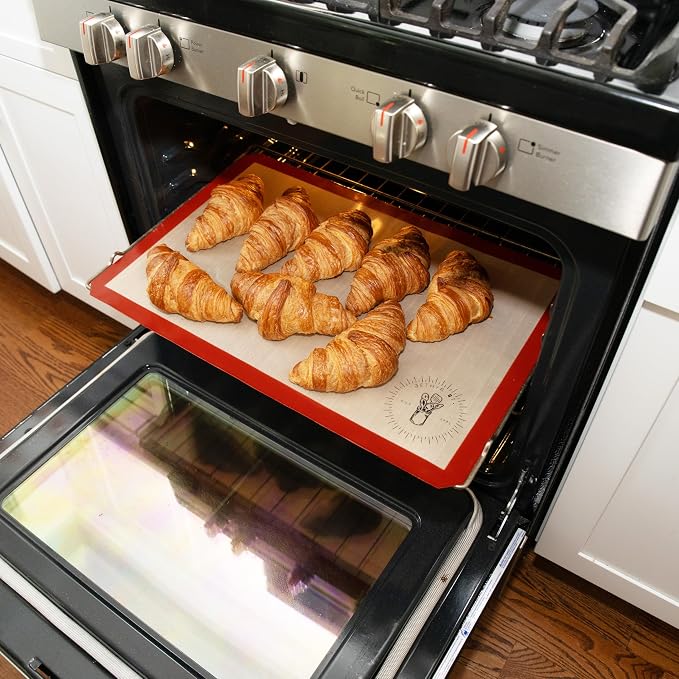Silicone Baking Mats - 1/2 Sheet Size Baking Sheet Liners, Pack of 4, Red | Oven Safe, Non-Stick Silicone Baking Sheet Liner, Perfect For Baking Macarons Cookies, Pastry & Cakes, Half Size (11.5x16.5”) - Image 5