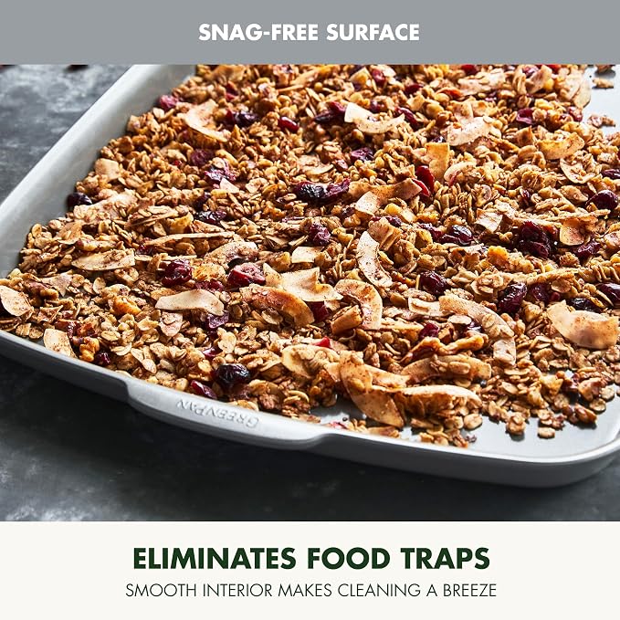 GreenPan Premiere Ovenware Healthy Ceramic Nonstick 18" x 13" Half Rectangular Baking Pan, PFAS-Free, Warp-Free Bakeware, Durable Quick Heating, Oven & Broiler Safe to 600F, Dishwasher Safe, Gray - Image 6