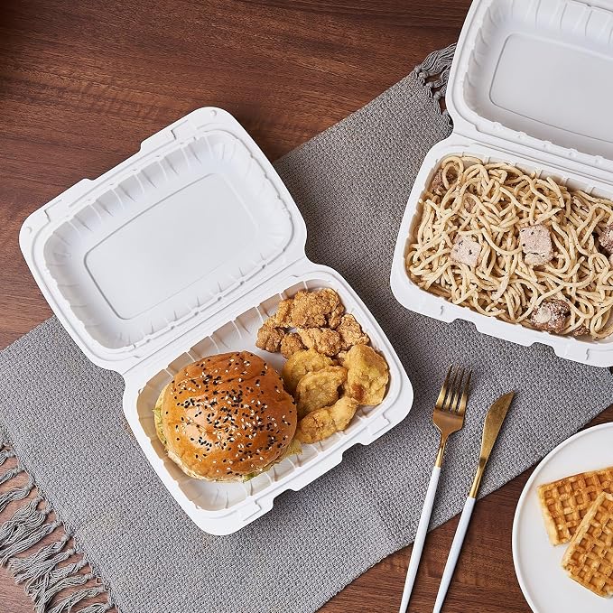 Jaluxing 9X6 1-Compartment 50-Pack Plastic Clamshell Food To Go Box Containers Carryout For Sandwich Salad Heavy Duty Disposable Hinged With Secure Snap Lid (Formerly FULING) - Image 5