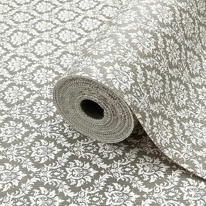 Drawer Liner and Shelf Liner for Kitchen Cabinet Liner Non-Adhesive Non-Slip Shelf Paper, Thick Strong Grip Waterproof Easy to Clean for Shelves, Cupboard, Desks, Baroque Pattern, 12 in x 10 FT by TheBaDaz