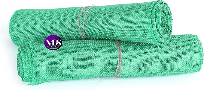 VDS Pack of 10, Burlap Table Runner 100% Natural Jute Rustic Hessian Table Cloth Centrepiece for Wedding Bridal Shower Birthday Event Party Banquet Table Decoration (Size 12X108 Inch)(Mint) - Image 5
