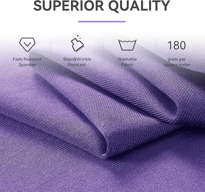 Spandex Tablecloth 6FT Rectangle Table Cover 6 Pcs Deep Purple Wrinkle-Free - Image 4