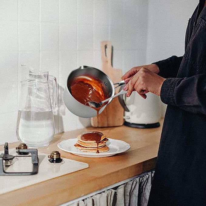 3.5 Quart Stainless Steel Pot Saucepan with Glass Strainer Lid, Sauce Pot with Two Side Spouts, Induction Cooking Pot, Multipurpose Sauce Pan with Lid for Cooking(Tri-Ply Full Body) - Image 7