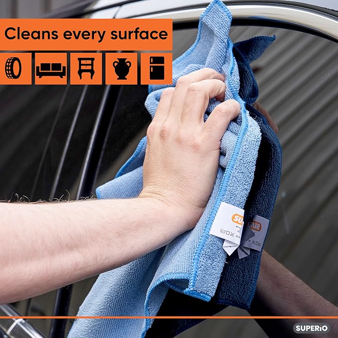 Superio Microfiber Cleaning Cloth 16" x 16" Blue Washing Towel for Home, Kitchen, Auto, Window and Office/No Detergents Needed, Scratch & Streak Free, Miracle Clean, Ultra-Fast Drying, 10 Pack - Image 6