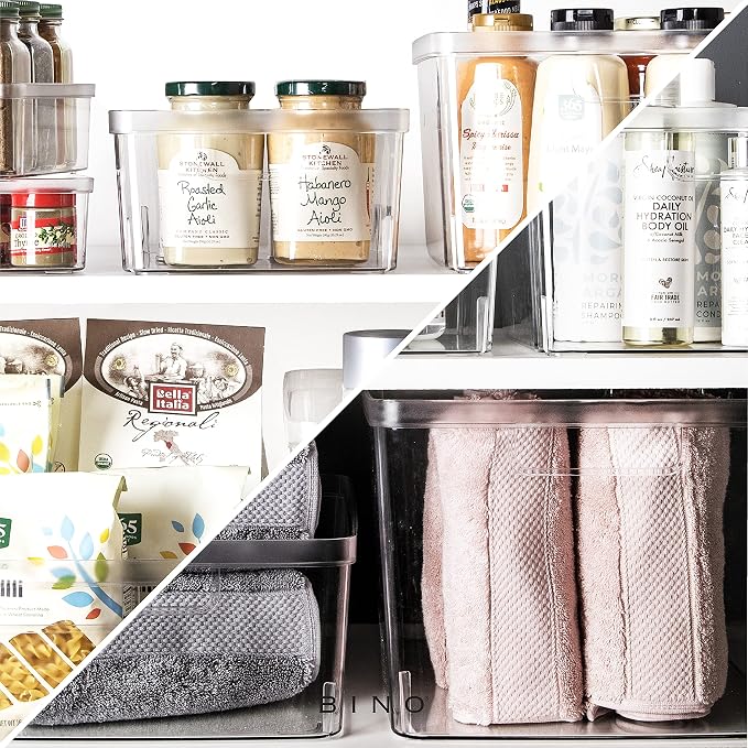 BINO | Plastic Storage Bins, Square - 12 Pack | THE LUCID COLLECTION | Multi-Use Organizer Bins | Built-In Handles | BPA-Free | Pantry Organization | Home Organization | Fridge Organizer | Freezer Org - Image 5