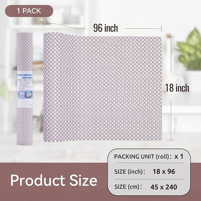 FIFTY FEET 18"x96" Non-Adhesive Shelf Liner for Kitchen Cabinets and Drawers, Washable Non-Slip PVC Cabinet Liner (Red Circle)(1 Roll) - Image 5