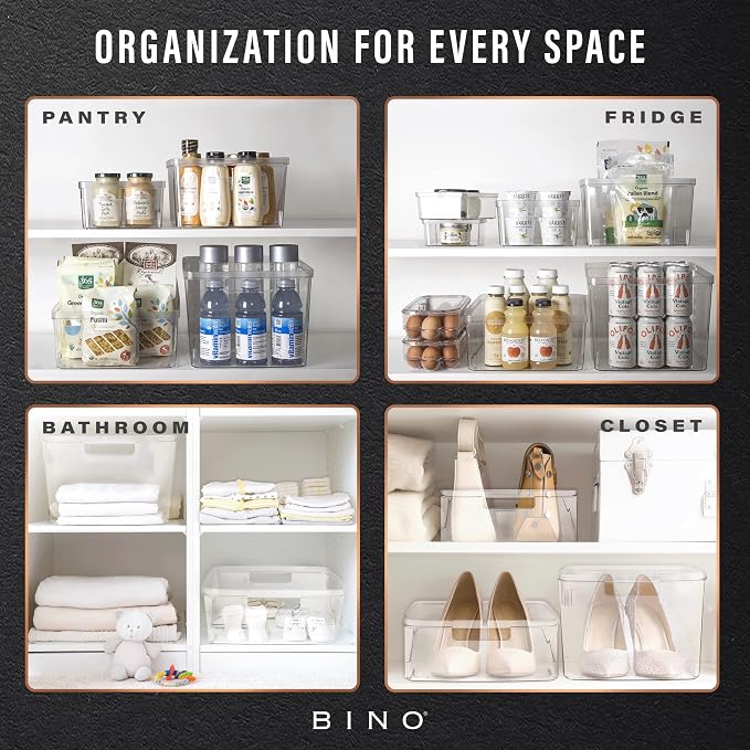 BINO | Plastic Bins, Large - 2 Pack | THE LUCID COLLECTION | Multi-Use| Built-In Handles | BPA-Free | Clear Storage Containers | Fridge Organizer | Pantry & Home Organization - Image 5