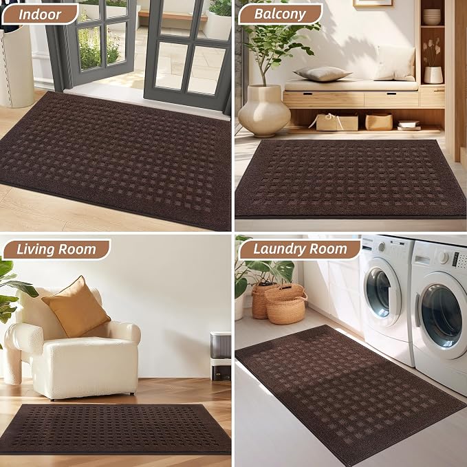 BEQHAUSE Dirt Trapper Door Mats 32"x48", Non Slip Washable, Dark Brown - Image 8