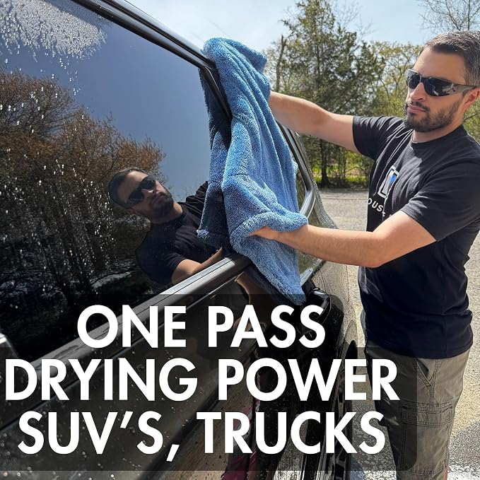 The Goat V2 - Heavy Duty Absorbent Microfiber Drying Towel, 70/30 Premium Korean Quality, for Cars Detailing, Trucks, SUV's, 27.5x27.5 inches, Twist Loop, 2300 GSM, Blue - Image 7