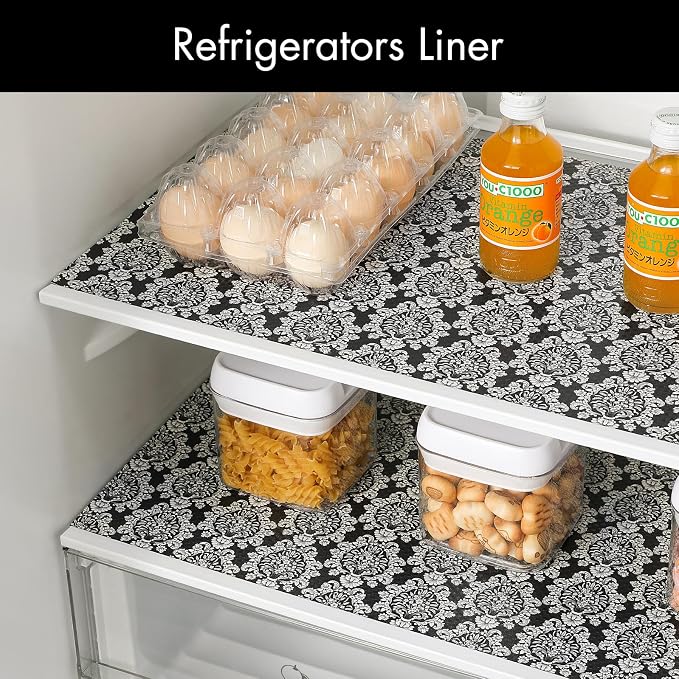 Cooyes Shelf and Drawer Liners for Kitchen Cabinets, Non-Adhesive Cabinet Liners, EVA Waterproof Durable Shelf Paper for Refrigerator, Shelves, Cupboard with European Pattern, Easy to Cut - Image 8