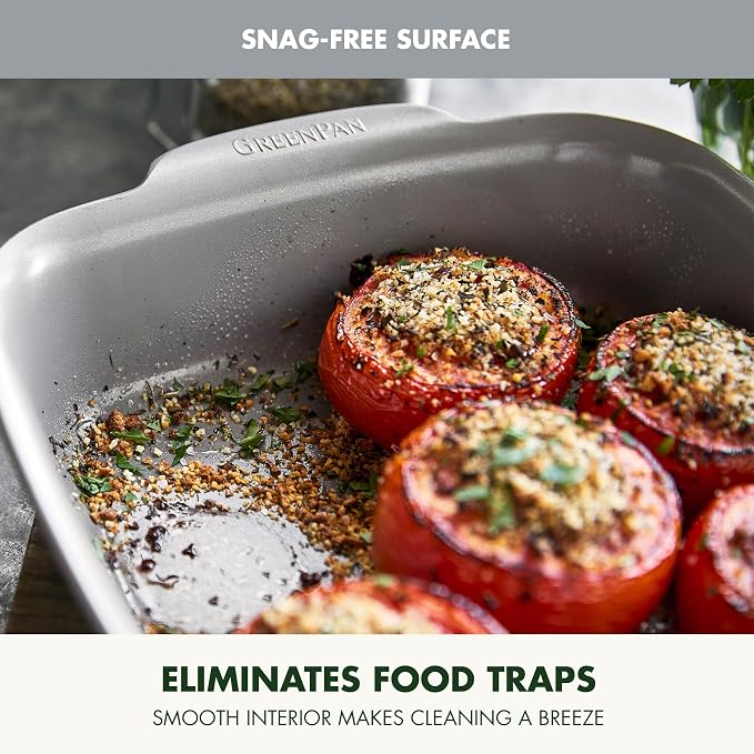 GreenPan Premiere Ovenware Healthy Ceramic Nonstick 8" Square Cake Baking Pan, Cast Aluminum Bakeware, Warp-Free, Oven and Broiler safe to 600F, Dishwasher Safe, PFAS-Free, Gray - Image 5