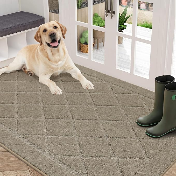 BEQHAUSE Dirt Trapper Door Mat 36" x 60", Doormat Non-Slip, Beige by BEQHAUSE