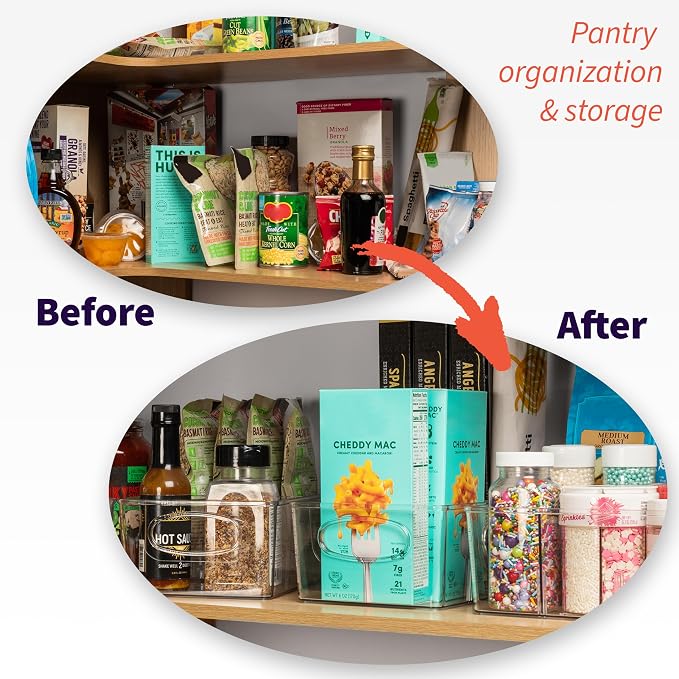 ClearSpace Pantry Storage Bins with Removable Dividers, XL, 4 Pack | Pantry storage bin for organizing food items, kitchen essentials, and refrigerator storage - Image 2